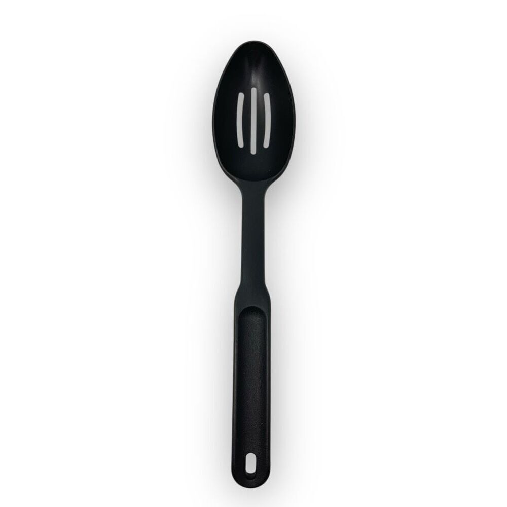 Pampered Chef Kitchen Utensil Black Slotted Serving Cooking Spoon Vintage